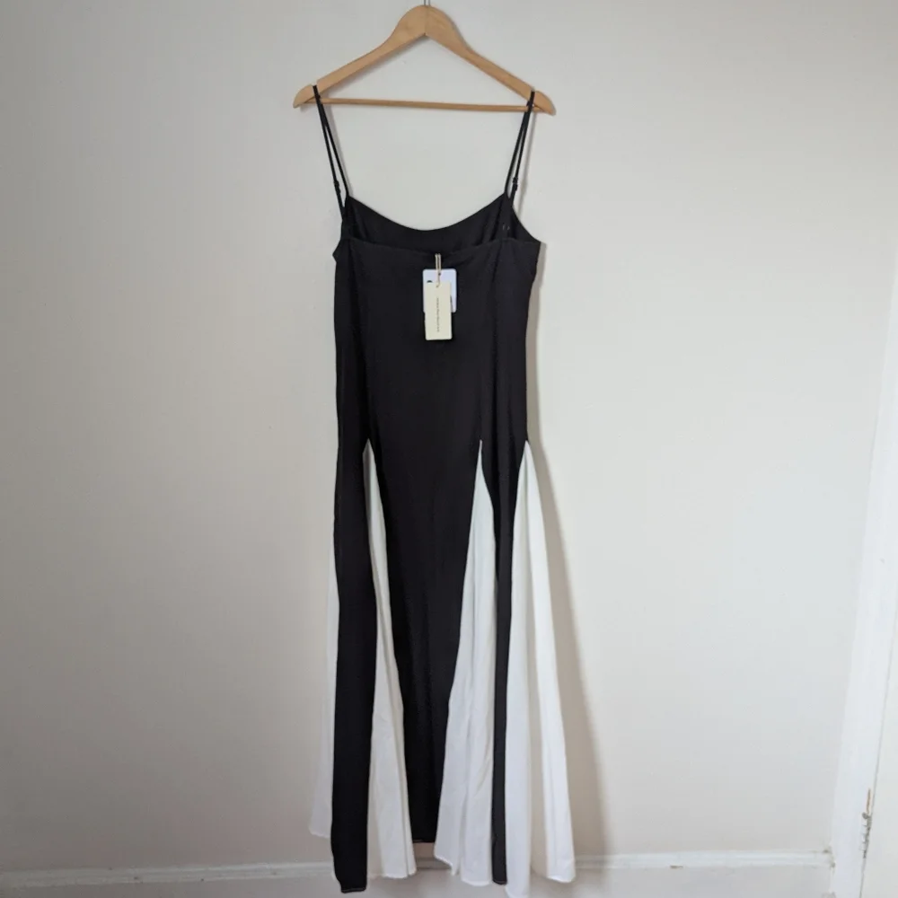 NWT Commense black white colorblock full skirt adjustable strap maxi dress gown - Picture 4 of 5